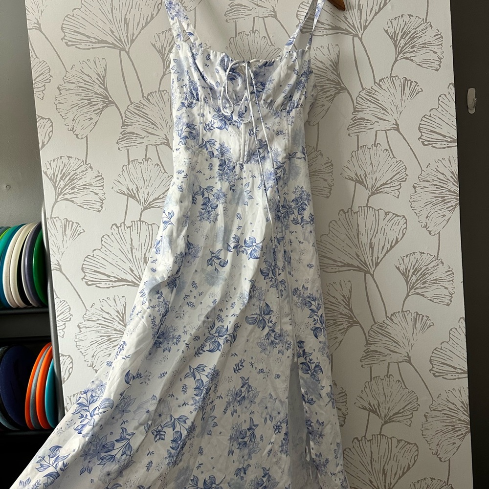 Floral Blue and White Dress